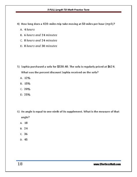 tsi math sample questions